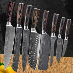 Damascus Pattern Steel Knife Set