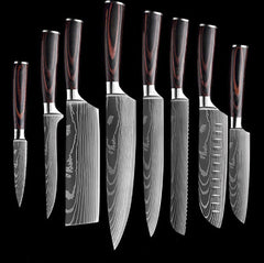 Damascus Pattern Steel Knife Set