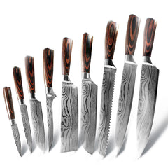 Damascus Pattern Steel Knife Set