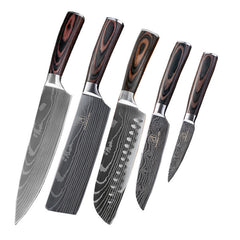 Damascus Pattern Steel Knife Set