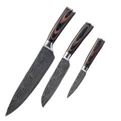 Damascus Pattern Steel Knife Set